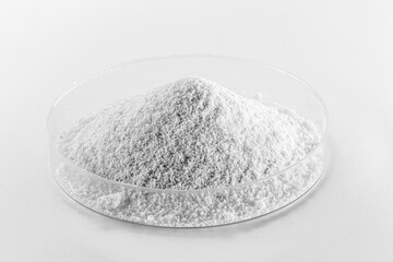 Fototapeta na wymiar cellulose powder, isolated, copyspace, white powder, industrial substance used in paper raw material