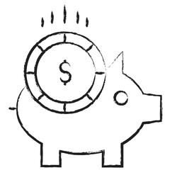 Hand drawn Dollar piggy icon