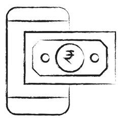 Hand drawn Rupees Mobile icon