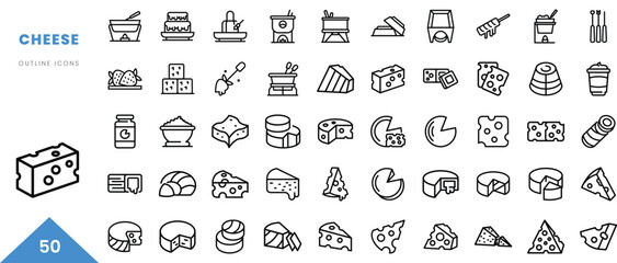 cheese outline icon collection. Minimal linear icon pack. Vector illustration