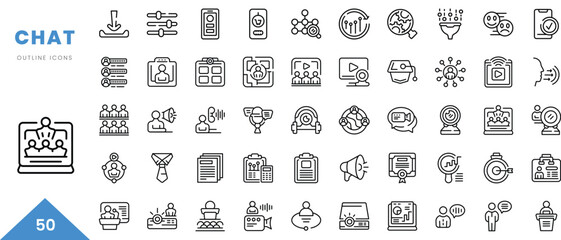 chat outline icon collection. Minimal linear icon pack. Vector illustration