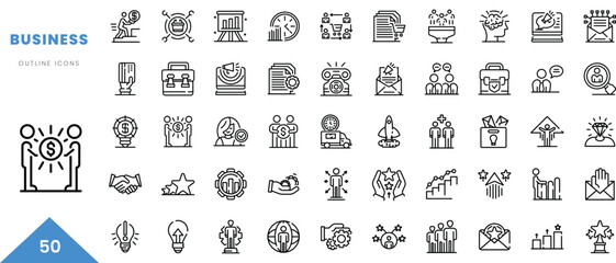 business outline icon collection. Minimal linear icon pack. Vector illustration