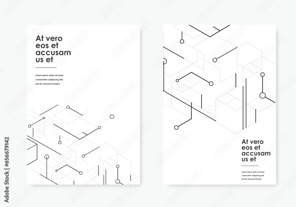 Poster brochure with hexagons abstract pattern and lines and dots. annual report, flyer template, web prese