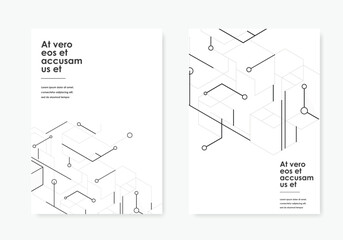 Brochure with hexagons abstract pattern and lines and dots. Annual report, flyer template, web presentation template, cover book or magazine