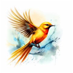 Beautiful bird  watercolor paint