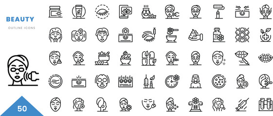 beauty outline icon collection. Minimal linear icon pack. Vector illustration