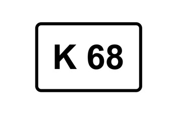 Illustration eines Kreisstraßenschildes der K 68 in Deutschland	