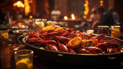 Cajun Seafood Boil Restaurant: Flavorful Southern Dining. Generative AI.