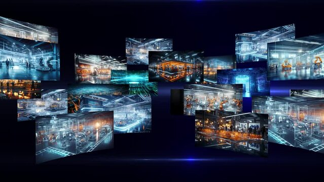Smart factory - Industry 4.0 - Advanced automation - Machinery - Robotics - Futuristic industrial setting - Innovation - Engineering - Technological advancements - Circle Animation