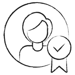 Hand drawn Woman Certified Advisor icon