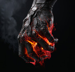 The hand with red lava crackers
