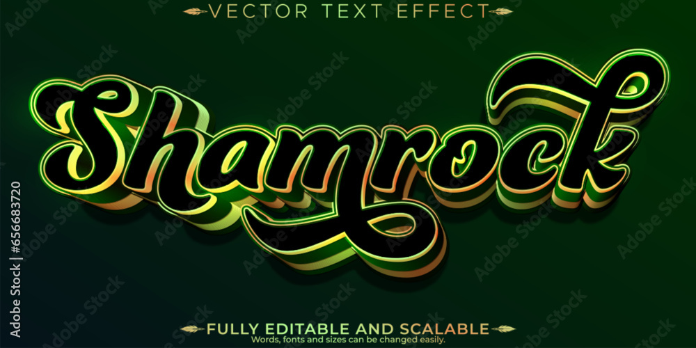 Wall mural shamrock text effect, editable clover and green customizable font style