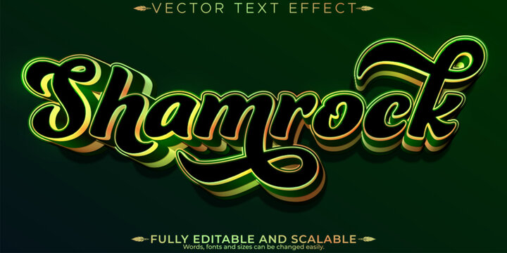 Shamrock text effect, editable clover and green customizable font style