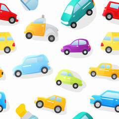 Cars cute childish cartoon repeat pattern vehicles