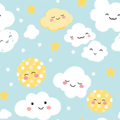 Cars colorful cartoon repeat pattern