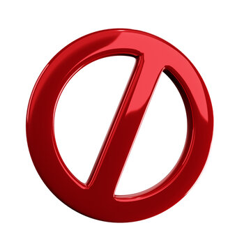 S&iacute;mbolo 3d Block Bloqueio vermelho Proibido render realista para campanhas selo png sem fundo isolado