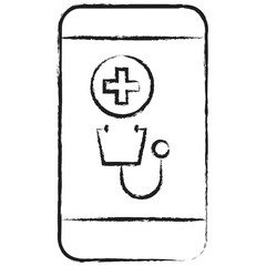 Hand drawn Medical Phone icon