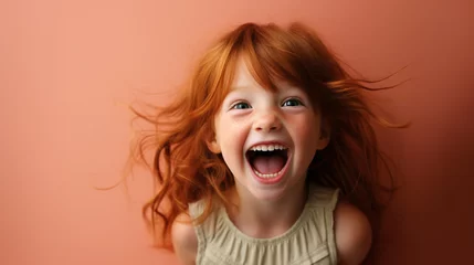 Fotobehang portrait of adorable toddler laughing © Noelia