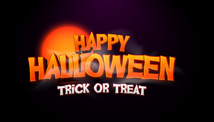 Happy Halloween Trick or Treat Lettering Banner Vector Illustration