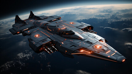 a giant futuristic spaceship / warship