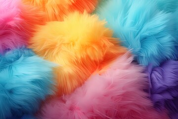 abstract background texture of fluffy multicolored fur of pastel color