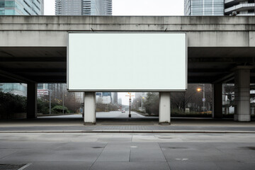 Empty signboard for advertising, billboard with space for mockup information, billboard on city streets - obrazy, fototapety, plakaty
