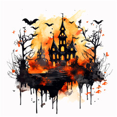 Halloween watercolor paint art ilustration