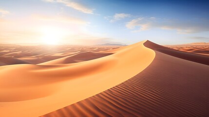 Fototapeta na wymiar Panoramic view of sand dunes in the Sahara desert, Morocco