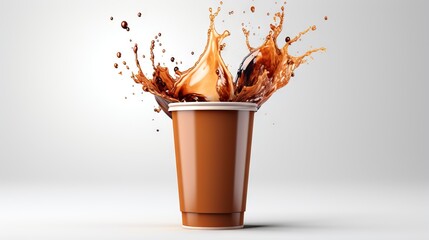  a cup of coffee with splashing orange liquid on it.  generative ai