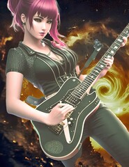 Obraz premium woman with guitar music rock