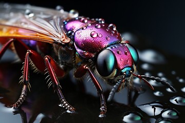 Fototapeta premium macro shot of a fly