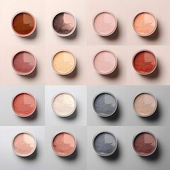 collection of make up eyeshadow palette on white background. each one is shot separately