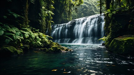 Fototapeta na wymiar amazon rainforest river landscape with waterfall