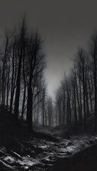Fototapeta na wymiar Forest in Winter at Night 