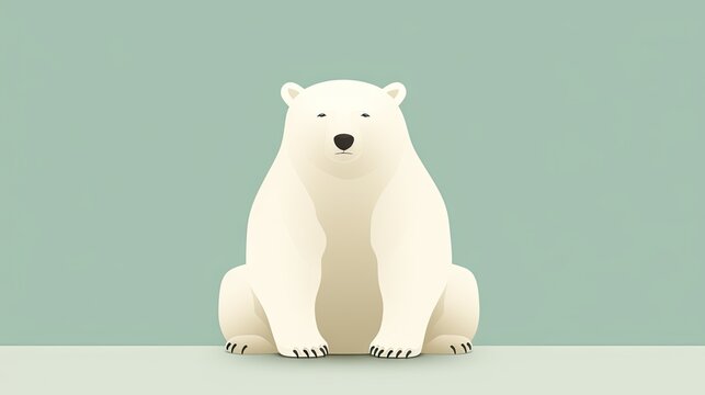  a white polar bear sitting on top of a green floor.  generative ai