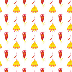 pattern of stylized flowers drawn with crayons, simple flowers