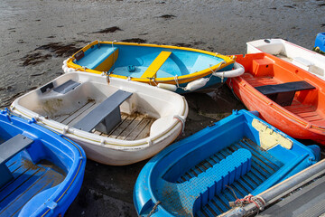 Fototapeta na wymiar Small colourful boats in the port of Pornichet in Brittany, France