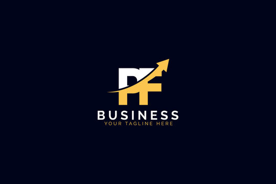 simple minimal letter pf arrow logo