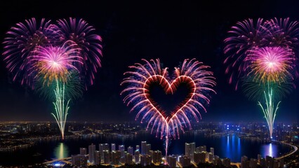 Heart shaped fireworks