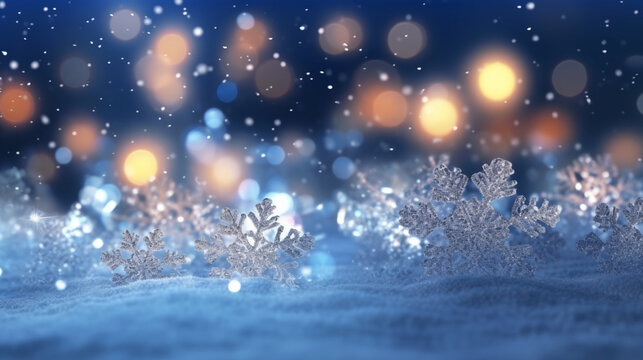 Arri&egrave;re-plan de conception graphique et cr&eacute;ation avec neige et flocons de neige. Ambiance froide, hivernale, festive. 