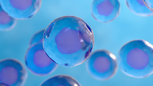 Abstract cell under microscope. Macro organic. 3d render illustration