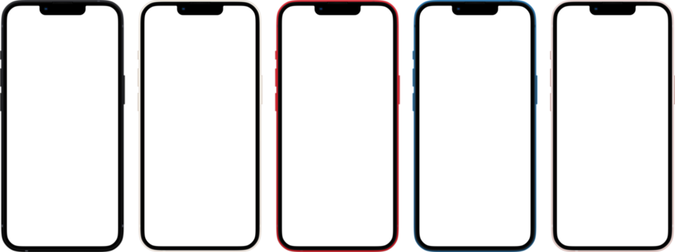 3D rendering of mockups of Smartpho white Smartphone screens can be used for commercial advertising, Isolated on a white background.