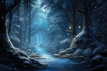 "Enchanted Winter Forest: Nature's Frosty Fairytale" AI generated.