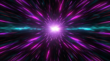 Fond noir avec lumière galactique en mouvement de couleurs mauve et bleu. Arrière-plan pour conception et création graphique. Ambiance univers, galaxie, lumière. © FlyStun