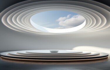 Obraz premium AI-generated image of Beautiful modern futuristic building interior architecture. 