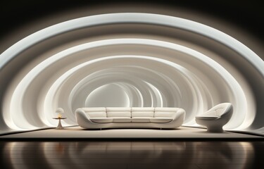 Obraz premium AI-generated image of Beautiful modern futuristic building interior architecture. 