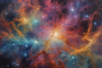 Multicolored galaxy space with full-color spectrum