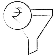 Hand drawn Rupees Funnel icon