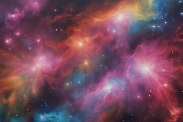 Fototapeta premium Rainbow and vivid hues in cosmic illustration