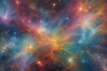 Vibrant cosmic background with rainbow elements